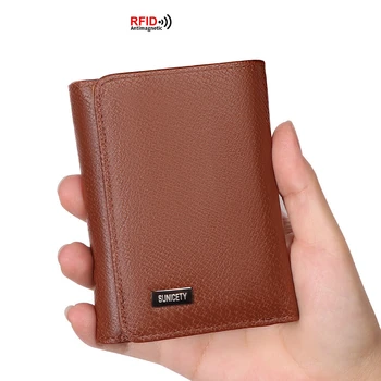Модерен мъжки портфейл от изкуствена кожа с три гънки, случайни бизнес кратък чантата с голям капацитет за кредитни карти, лични карти