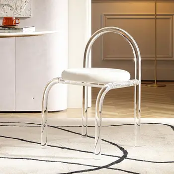 Модерен шестицветный кристална стол за Грим Акрилна Мебели Случайни Дизайн на Облегалката на Обедната Стола Ins За хола Единични диванные столове