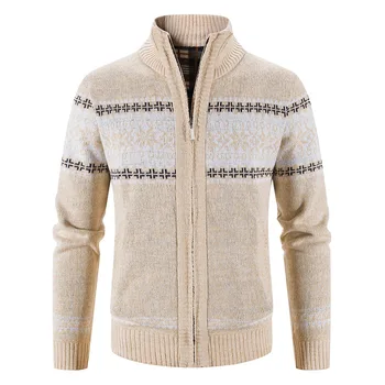 Мъжки вязаный жилетка с висока яка, пуловер, пролет-есен, мода приталенная топла горна дреха за мъже