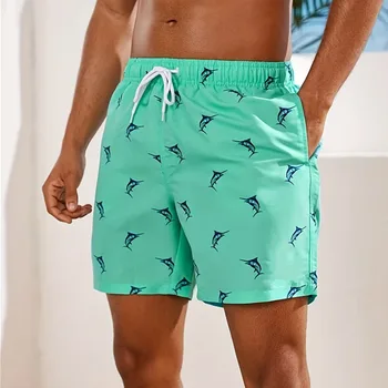 Мъжки Плажни шорти с 3D принтом, мъжки къси панталони с цветно изображение, Бански костюми, Плажни панталони, Еластична мрежа лигавицата на съвсем малък, Пролет и лято