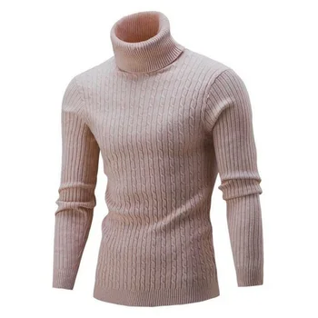 Мъжки пуловер есен-зима, поло с висока воротом, пуловери, плетени калъф за тънки, 8 цвята