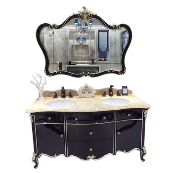 Нов лесен шкаф за баня в американския европейски стил, мебели от масивен Дъб мивка, Двойна мивка, Комбинирана мебели за баня