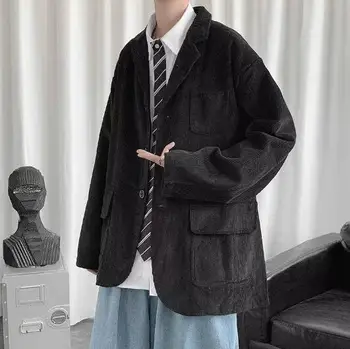 Нов мъжки ежедневни однобортный костюм от смес от памук с дълги ръкави в академик стил, яке, палто 39.99 една +U