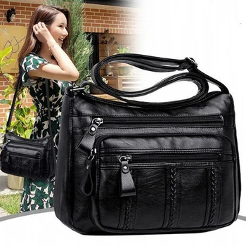 Нова ежедневни дамски чанта през рамо от мека изкуствена кожа, висококачествена чанта за през рамо с множество джобове, однотонная женствена чанта през рамо, чанта