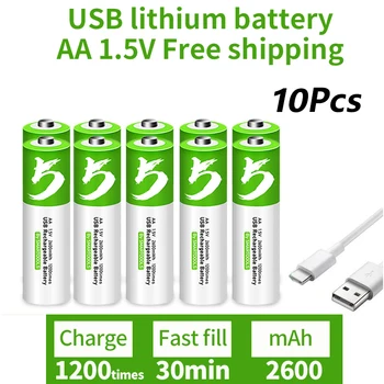 Нова литиево-йонна акумулаторна батерия AA USB 1,5 AA 2600 mah/Li ion battery часовници за играчки MP3-плейър термометър клавиатура