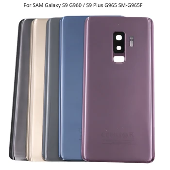 Новост За SAM Galaxy S9 G960/S9 Plus G965 SM-G965F Задния капак на Отделението за батерията Задната врата Стъклен Панел на Корпуса Калъф за Замяна на Обектива на Камерата