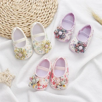 Обувки за новородените момичета с принтом, Първите проходилки, Детски обувки с цветен модел, Скъпа обувки за деца за момичета, пролет-есен, 0-12 месеца