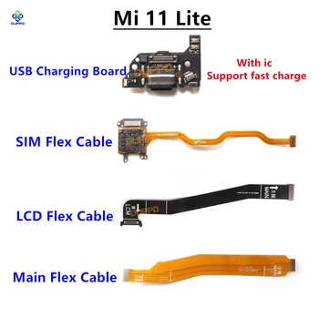 Оригиналния Държач за SIM-карти USB Зарядно устройство Board Flex За Xiaomi Mi 11 Lite Mi11 дънната платка дънна Платка за Свързване на LCD лента Гъвкав кабел