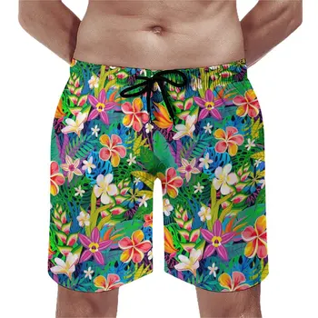 Плажни шорти с тропически цветен Модел, Ежедневни Топене с ярки цветове, мъжки Бързосъхнеща Спортни Дрехи с Високо Качество, плажни шорти голям размер