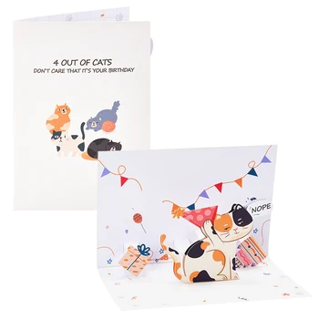 Пощенска картичка с красиви котки, Поздравителна картичка с Послушни Коте, Плик, Творчески Интересен подарък за Рожден Ден, Забавни Поздравителни картички