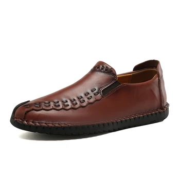 Пролетно Ежедневни мъжки обувки, Модни Удобни обувки, Мъжки Маратонки 2023, Дизайнерски Мъжки обувки на плоска подметка от естествена кожа, Големи Размери 36-48