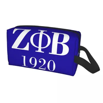 Пътен логото на женското дружество Zeta Phi Beta, чанта за тоалетни принадлежности, Гръцката буква 1920, Козметичен Органайзер за грим за съхранение на козметика, калъф за набиране Dopp