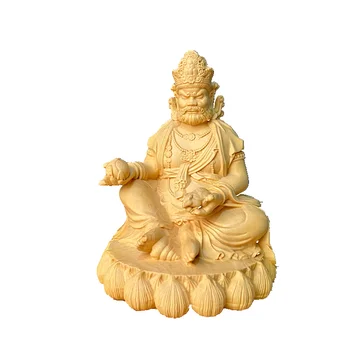 Резбовани статуя на Буда от масивно дърво Премиум-клас Zanba La God of Wealth - Перфектната украса на кола по Фън Шуй за Просперитет и богатство