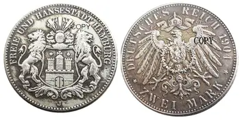 Реплика Германия 2 марки със сребърно покритие 1904 г. Монети със сребърно покритие
