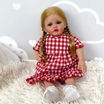 Санди 24 инча Възстановената Миличка Момиче Бети Меки Тъкани на Тялото, Вкоренени Руса Коса Благородна кукла ръчно Рисувани и 3D Кожа
