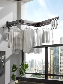 Сгъваема закачалка за дрехи, невидима телескопична закачалка за дрехи, монтиран на стената балкон, вътрешно эркерное прозорец