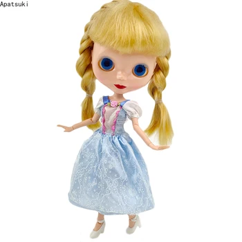 Синя рокля на принцеса за кукли, Дрехи за кукла Blythe, дрехи за кукли Нео Blythe 1/6, Аксесоари, дрехи за кукли Licca, детски играчки