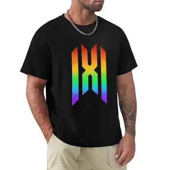 Тениска с логото на Monsta X Rainbow, черна тениска, летен топ, графични тениски, эстетичная дрехи, мъжки ризи голям и висок растеж