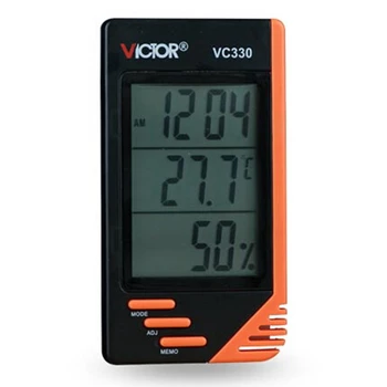 Термометър-Влагомер Стенен, Настолен Цифров LCD дисплей VC330, Календар с дата, Аларма BS88