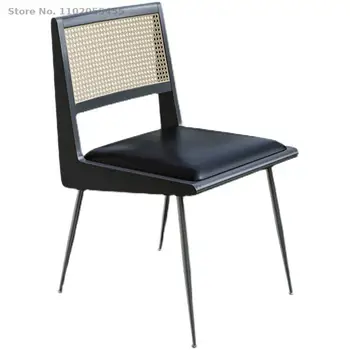 Трапезария стол от ратан от масивно дърво с скандинавски стол, стол за конференция, модерен домашен козметичен стол за престой в семейството, офис стол за ресторант