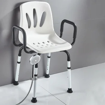 Удобен стол за баня С Вграден в облегалката на Стол за възрастни хора За вана С регулируема височина Стол За душ С Двустранно Подлакътник Седалка за вана