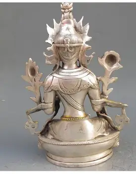украса на мед сребро фабрика контакти Тибет Сребро Мед Позлатена Статуя на тибетския будизъм Бялата Тара Буда