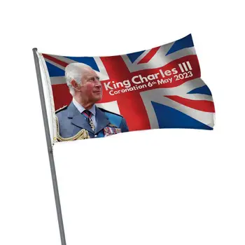 Флаг на британския крал Чарлз III, Полиестерни банери King Charles III, с букви, на Националния флаг на Британския крал Чарлз