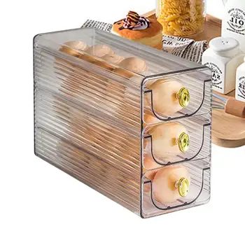 Хладилник Титуляр За Яйца Противоскользящий Кутия За Съхранение На Яйца 3-Слойный Контейнер За Яйца Плот Тава За Съхранение На Пресни Яйца С Кухненски Органайзер