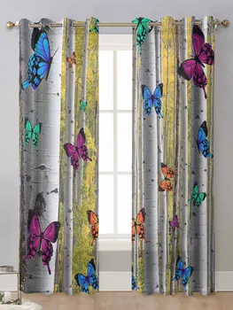 Цветна Пеперуда Бреза гора, Прозрачни Завеси За прозорците на хола Прозрачна Вуалевая Тюлевая Завеса Cortinas Завеси За дома