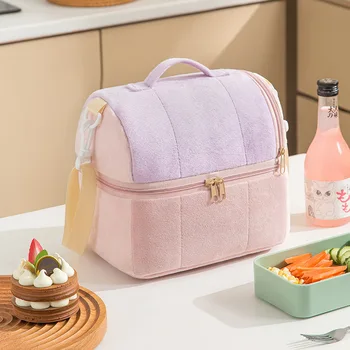 Чанта за наздравици и ланча 4 цвята, дамски изолирано софт бокс-хладилник за обяд с изолация на раменна рамо, чанти-организаторите за продукти с Голям капацитет