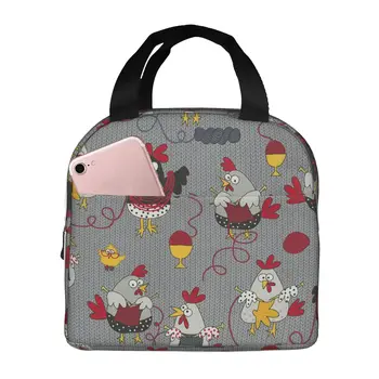 Чанта за обяд с пилешко, вязаный пуловер, изолирани многофункционални чанти за обяд, Множество термосумка-хладилник