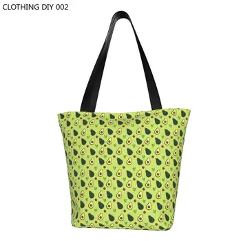Чанта за пазаруване с Шарени Авокадо и гори, Дамски Холщовая чанта през рамо, Преносими чанти за пазаруване с продукти