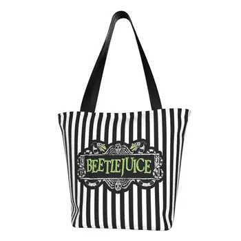 Чанта-тоут за пазаруване на продукти на Тим Бъртън Beetlejuice, Дамски Чанти-тоут от Мил Филм на ужасите, Холщовые чанта през рамо, чанти Голям капацитет