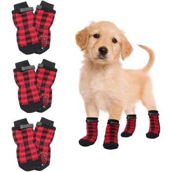 Чорапи за кучета от Мини чорапи за кучета с каишки за контрол на сцеплението с дървени подове в помещенията за Защита на лапите на домашни любимци за всички кучета
