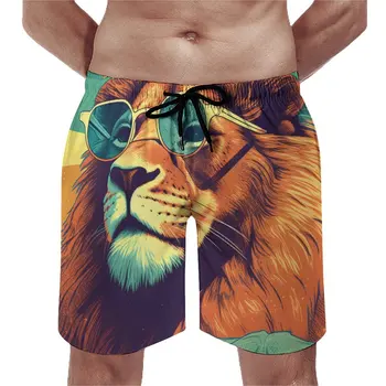 Шорти Lion Board, Слънчеви очила Sunny Beach, Хавайски Плажни шорти, Спортни дрехи с Мъжки модел, бързо съхнещи Плажни топене, Идея за подарък