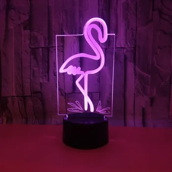 Нов 3d лека нощ Flamingo, цветни USB подаръци с едно докосване на дистанционното управление, 3d Малка нощна светлина, Новост, Luminaria, Led детска лампа
