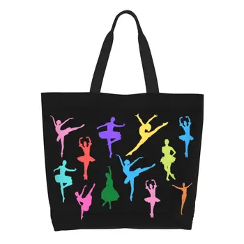 Модни чанти за любителите на балетни танци с принтом, Преносима холщовая чанта за пазаруване, чанта за Балерина